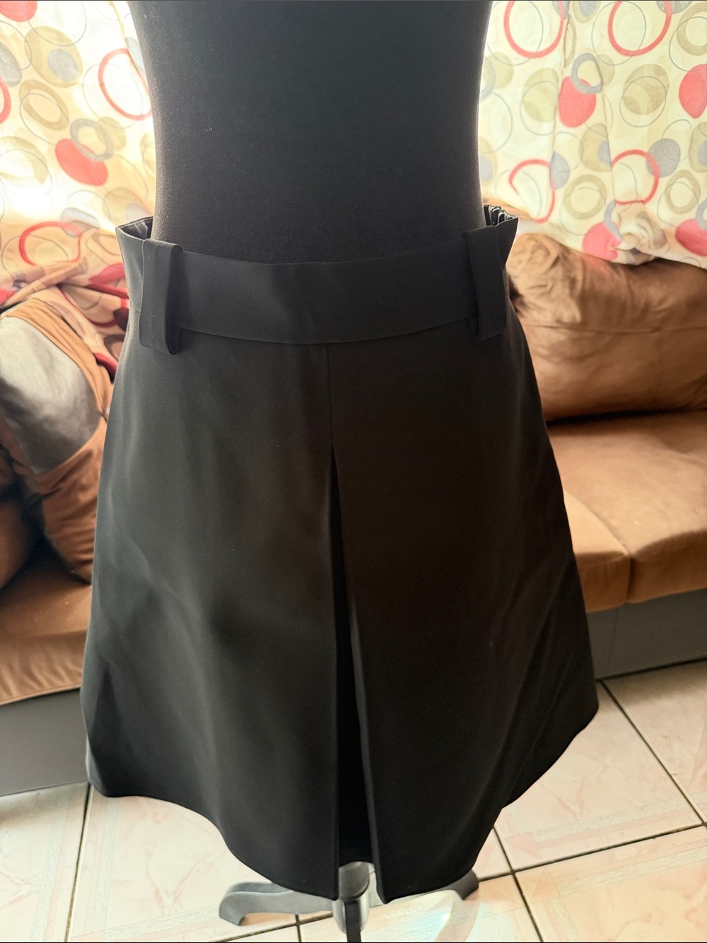 Louis Vuitton Black A-Line Skirt with Center Inverted Pleat